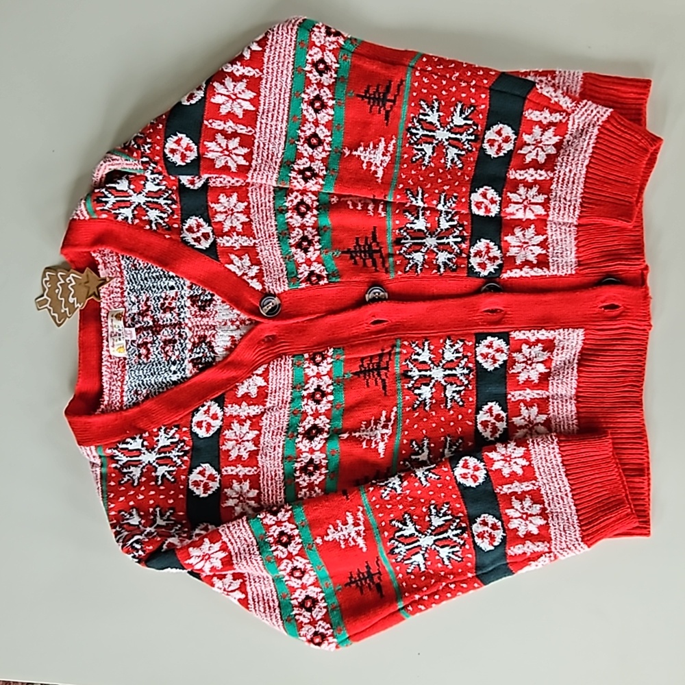 Fair Isle holiday Christmas pattern cardigan Sweater Small NWT